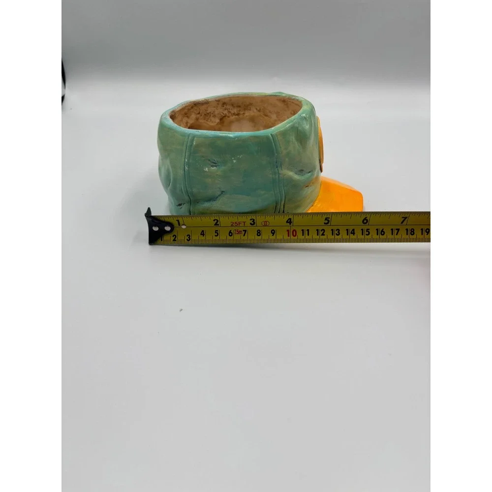 Vintage Japan Baseball Cap Ceramic Planter Teal Orange Glove‎ Bat 55-124